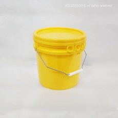 +벌크용기 10L 노란색 밀폐캡/원형 말통/들통/물통/세차용품/페인트통/난타통/깡통/오일통, 1개