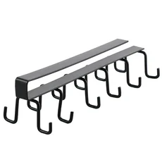 다기능 주방 정리함 하이 퀄리티 2 열 캐비닛 후크 내구성 걸이식 컵 거치대 1 개, 01 black--