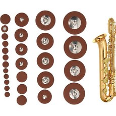 색소폰 부품 액세서리 28개 패드 다양한 크기의 양가죽 소재 교체 세트 소프라노 색소폰용