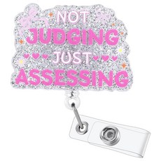 It Only Goes to Ten 재미있는 간호사 배지 릴 접이식 ID 카드 의료 홀더 악어 클립 포함 RN CNA ER ED 정신과 소아 통증 관리 종양학 1차 진료 NP, Not Judging Just Assessing