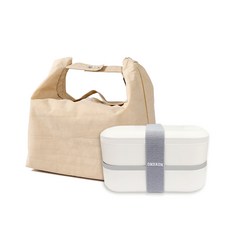 온다온 밤부 도시락통(국통X) + 보온보냉백 세트 2세대 전자레인지 직장인 도시락가방 실속, 1세트, 화이트+베이지