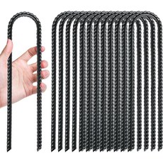 곤고코 트램펄린 바람 말뚝 헤비 듀티 U자형 철근 텐트 접지 앵커 캠핑 텐트용 아연 도금 강철 안전 축구 목표 달성, 16 Inch, 8 Pack