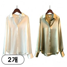 차쿠 여성 새틴 셔츠 골저스새틴 셔츠 블라우스 1+1