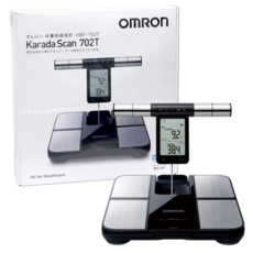 OMRON歐姆龍 藍芽四點式體重體脂計HBF-702T，精準測量體脂，藍牙同步數據，全家適用, 銀色, 1個, HBF-702T
