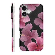 Jumkook 아이폰 17 6.3인치용 폰 케이스 미적 여름 히비스커스 난초 꽃 꽃무늬 패턴 패션 귀여운 꽃 디자인 커버 여성 소녀를 위한 충격 방지 낙하 보호 커버 아이