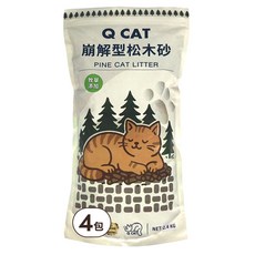 QCAT 崩解型牧草松木砂 松木 提摩西草 苜蓿草 高吸水性 低粉塵 除臭 2.4公斤 4入組 台灣製造, 2.4kg, 4包, 牧草松木