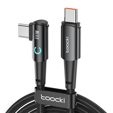 Toocki 반달 LED 100W PD90도 회전 C타입 고속충전 케이블 test, 블랙, 1개, 0.25m