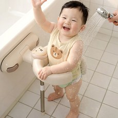 베베오브 아기 샤워 목욕핸들 휴대용 부착식, 1개, 베이지 곰돌이