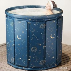 秋冬家用免安裝收納大號成人沐浴泡腳桶泡澡桶便攜全身恆溫兒童, 款式1:標配排水管加坐墊