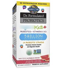 가든오브라이프 키즈 프로바이오틱 어린이 유산균 50억 + 비타민 C & D 워터멜론 야미 츄어블, 30정, 1개