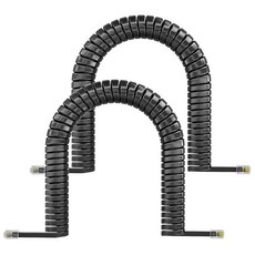 3m(10피트) 순수 구리 전화 코드 - RJ9 4P4C 유선 핸드셋 코드 케이블 사무실/가정용 휴대폰용 3m(10피트) 코일 핸드셋 교체 케이블 신축성 있는 나선형 디자인, 2, 블랙