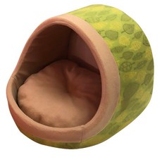 舒適寵物屋 洞穴式貓狗窩，小型犬貓咪保暖睡窩，可愛葉子圖案，打造寵物專屬溫馨小窩, 拖鞋窩 (綠,咖啡色), 1個