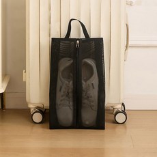 보브은 다용도 경량 메쉬 슈즈백 여행용 운동화 지퍼가방, 1개, 블랙