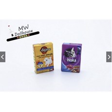 隨草憶境 迷你貓糧狗糧貓飼料狗飼料寵物飼料微縮模型食玩模型微縮場景, 1個, 貓飼料（紫盒）