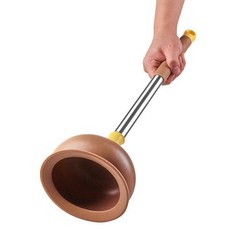 馬桶疏通器 解決家庭各種堵塞問題, 特厚大碗頭1把 咖啡棕 -超強12倍疏通