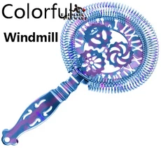 바 스트레이너 스프링 칵테일 스트레이너 스테인레스 스틸 디럭스 스트레이너 바 도구, 기타, 06 Colorful Windmill