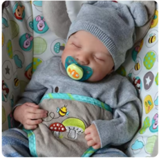 [무료반품] 이런샀네 완벽한 리얼리티 실리콘 신생아 인형 리본 베이비 돌, 49cm / 1.2kg, 1개