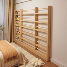 얇은 원목 벽걸이 책장 인테리어 벽선반 10cm 폭 거실 수납장 심플한 디자인 좁은공간 조립식, 1단, H_60CM - 5단