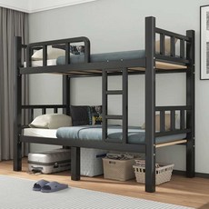 기숙사 철제 이층침대 2층 원룸 2인용 프레임 성인 자취 벙커 학교, 90x200cm 판자O