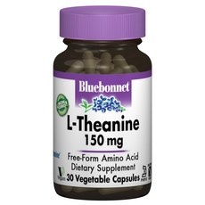 Bluebonnet 無糖無麩質左旋茶氨酸素食膠囊 150mg, 30 件, 1個