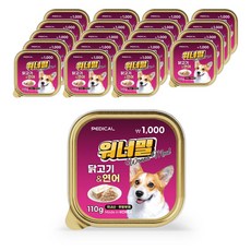 워너밀 강아지 영양간식 국내산 무방부제 높은기호성 한끼뚝딱 6종, 20개, 110g, 닭고기&연어