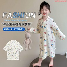 卡通狗寶寶造型兒童浴袍：柔軟舒適長袖開衫女童家居服睡袍