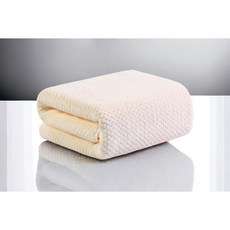日系菠蘿格浴巾 毛巾 大浴巾 飯店浴巾 吸水浴巾 純棉浴巾 厚毛巾 珊瑚絨浴巾 浴袍【台灣公司現貨】, 1個, 米杏白｜毛巾, 米杏白