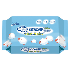 拭拭樂 超純水潔膚柔濕巾, 20抽, 好濕好柔好舒適, 120g, 20張, 1包