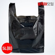 봉투야닷컴 고급 5L(B) 시장 마트 손잡이 봉투 100장 백색 검정색, 1세트, 5L(B)검정색