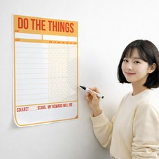 월픽스 붙이는 화이트보드 시트지 점착식 3초 탈부착형, 화이트시트 실천보상표 오렌지