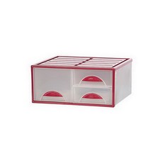 聯府 KEYWAY K098系列 抽屜整理箱 收納箱 置物箱 - 透明抽屜 多尺寸可選 可堆疊, 紅色, 1個