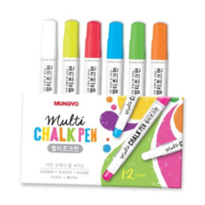 멀티초크펜 12개입 색상선택 멀티펜 보드유리펜 분필 워터초크칠판용 워터초크, 주황