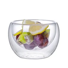 雙層隔熱玻璃碗，家用沙拉碗、水果碗、粥碗、湯碗、大飯碗, 1個, 500ml雙層玻璃碗