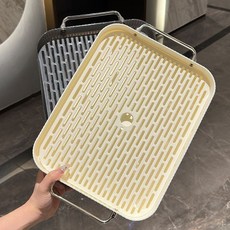 輕奢簡約茶盤托盤 家用客廳茶几瀝水儲水長方形餐盤水果盤 多功能塑料商用托盤, 1個, 瀝水托盤加厚【奶白色+深灰色】