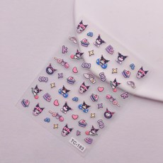 RoseAria 산리오 3D 캐릭터 네일 스티커, 1개, 퍼플 + 블루