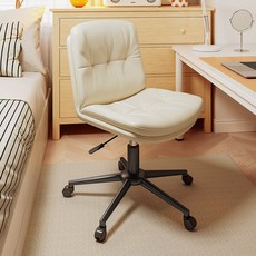 HOMEY NEST 가죽 회전 컴퓨터의자 바퀴 1인 화장대 사무용의자 HN-B31P, 화이트