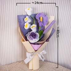 針織花束手工編織馬蹄蓮玫瑰毛線花畢業季情人節禮物, 馬蹄蓮針織花束紫色:如圖所示