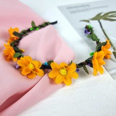 화관 꽃 셀프 웨딩, 화관B타입-오렌지