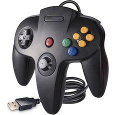 KIWITATA 클래식 N64 PC용 컨트롤러 레트로 유선 원격 USB 게임 패드 조이패드 컨트롤러(Windows XP 7 8 11 및 MAC 라즈베리 파이용), 검정, 1개