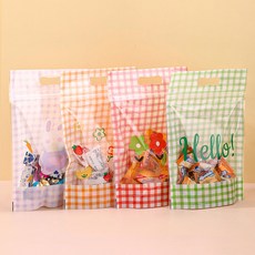 귀여운 디자인 손잡이 지퍼백 세트 유치원 어린이집 생일 선물 포장 봉투 간식 답례품 단체 구디백 비닐 포장지, 50장, 03 체크지퍼백 / A스몰체크