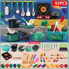주방 세트 92 69 59 PCS 소녀 놀이 액세서리 선물 냄비 요리 키트 소년 음식, 92PCS Gr n