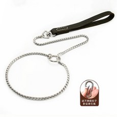 316不銹鋼寵物牽引鏈，旋轉扣設計，防銹，適用大型犬, 316不鏽鋼【直徑6.0mm】,總長100CM（牛皮拉手）, 1個