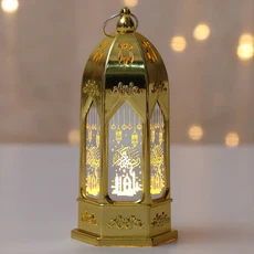 무슬림 라마단 장식 랜턴 EID 무바라크 달 LED 촛불 램프 Eid Al Adha 선물 구르뱅 가정용, 03 gold, 1개