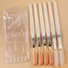 水彩筆 畫筆 自來水筆 適用於固體水彩 暈染筆 尼龍自來水筆套裝 (尖頭/平頭), 1個, 6隻套裝組