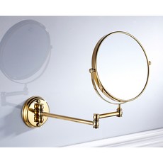 復古浴室化妝鏡 廁所雙面旋轉鏡 折疊放大鏡 全銅壁掛伸縮鏡 工業風掛鏡, 金色