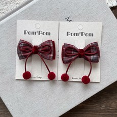 도니주니 방울 달린 체크 리본핀