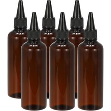 파티킬 플라스틱 어플리케이터 병 6개 3.4온스100ml 누수 방지 리필 가능한 빈 디스펜서 용기 압착 헤어 잉크 액체 소스용 트위스트 탑 캡 갈색