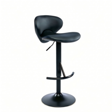 바 의자 높이 조절 회전 바스툴 현대적 인조가죽 등받이 발걸이 바체어, 1개, 검정색