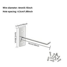 5-25개 홀보드 후크 스틸 펜던트 사선 걸이형 하드웨어 도구 망치/펜치 벽걸이 50/100/150/200mm 보관 랙, 03 15pcs, 02 10cm
