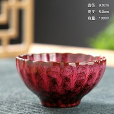 建盞天目釉 下午茶點心小碗, 1個, 窯變蓮花杯-紅色,100ml